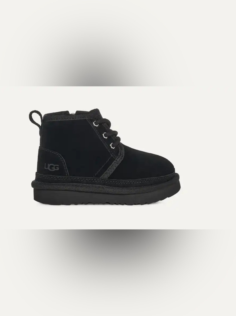 New UGG Kids Black Suede Lace-Up zip up Ankle Boot Us size 7